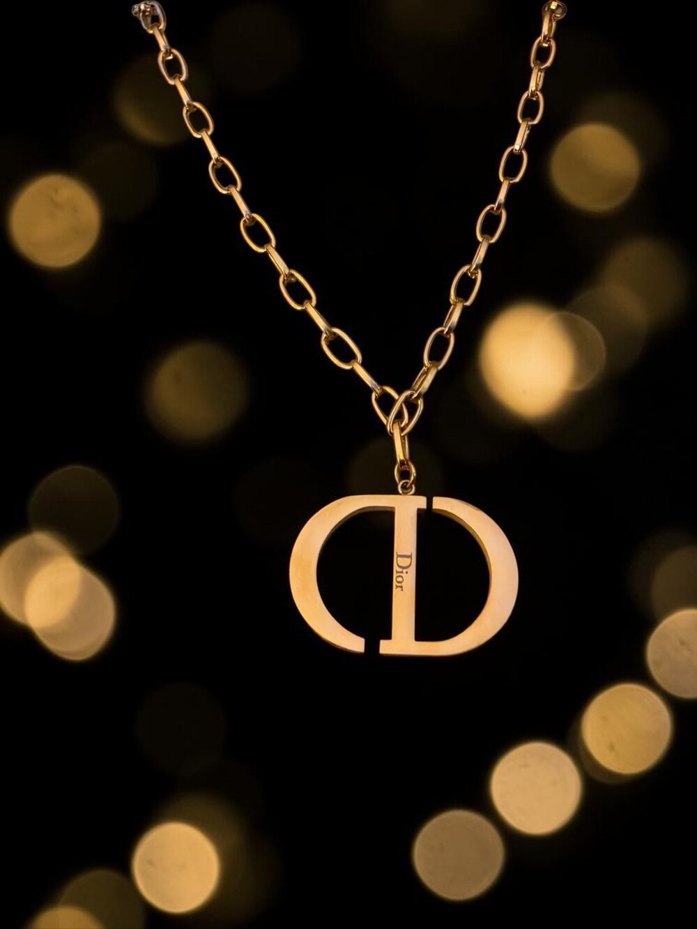 Long Chain Gold Icon Pendant Necklace